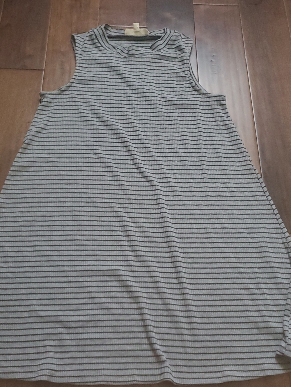 Sleeveless Striped Swing Dress in Gray and Black Size Small Pink Rose Oversized